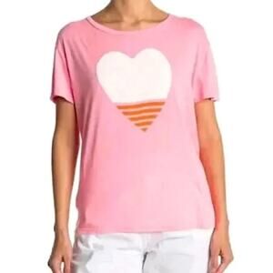 Sundry 2 Pink Heart Print T-Shirt Short Sleeve Oversized Fit New With Tag NWT